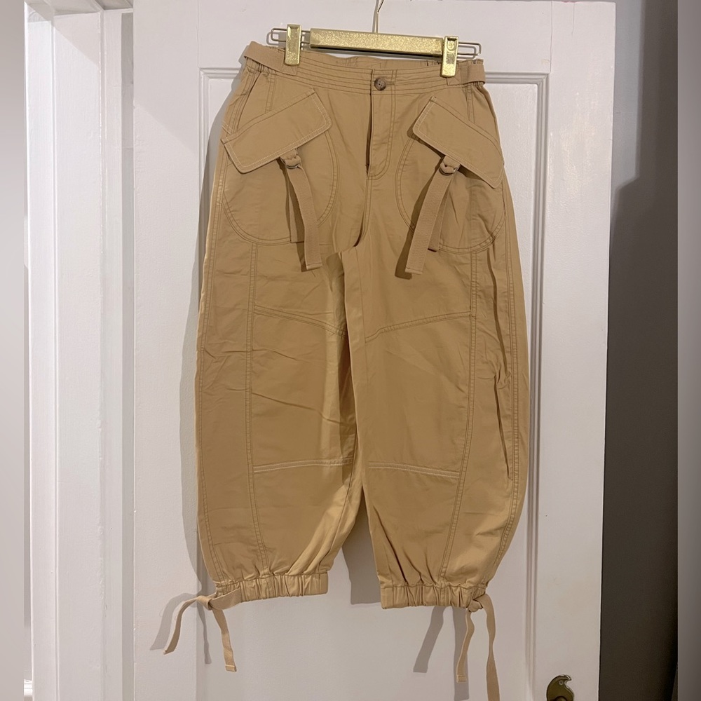 KIMCHI BLUE kacki balloon ankle tie parachute cargo pants